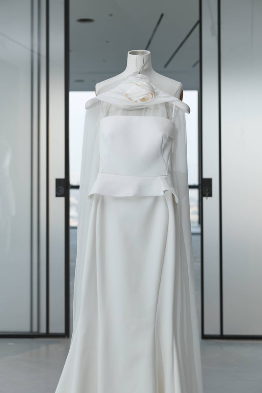 Her White Long Fishcut Dress