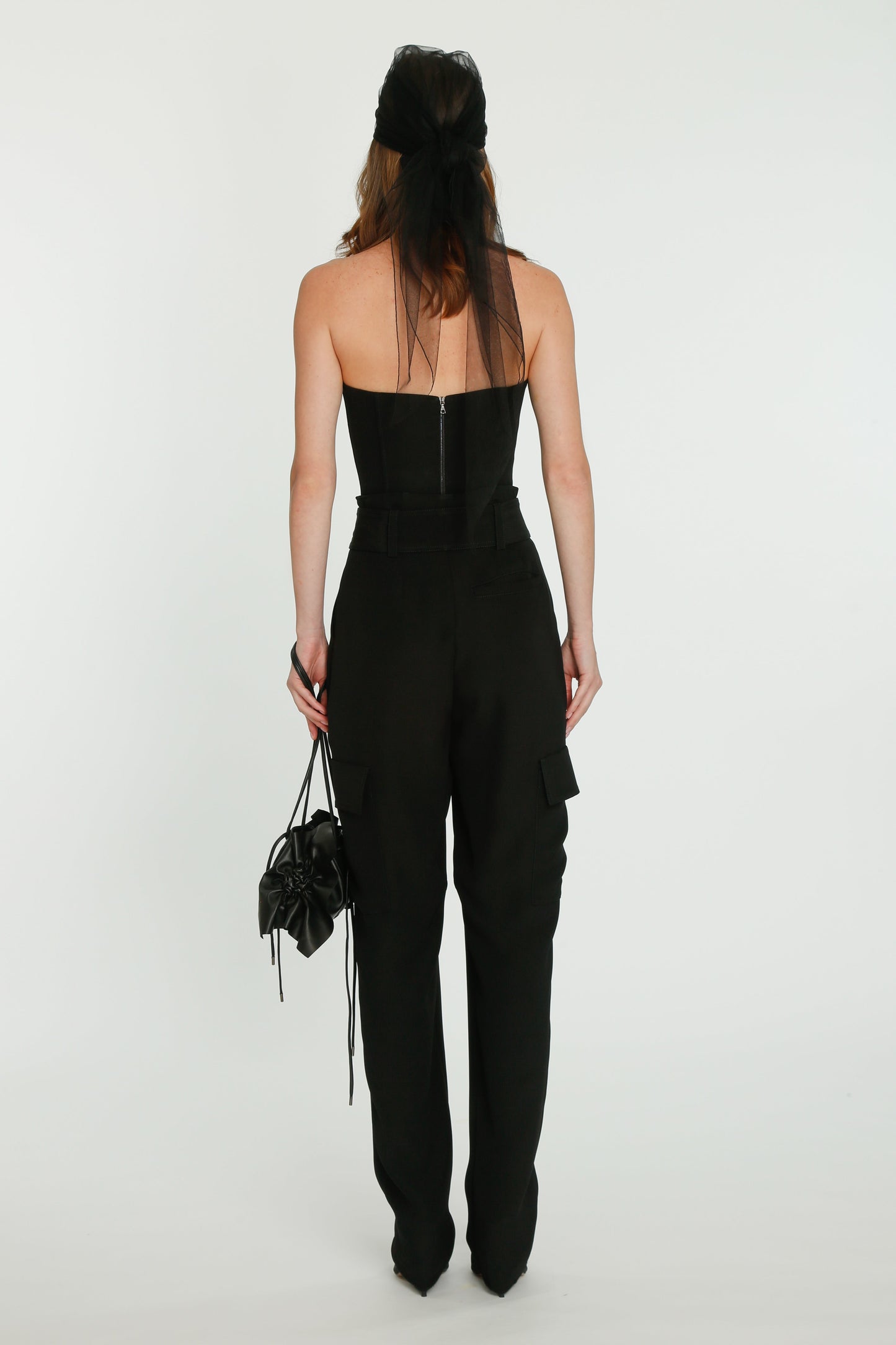 Black Silk Belted Riding Trousers