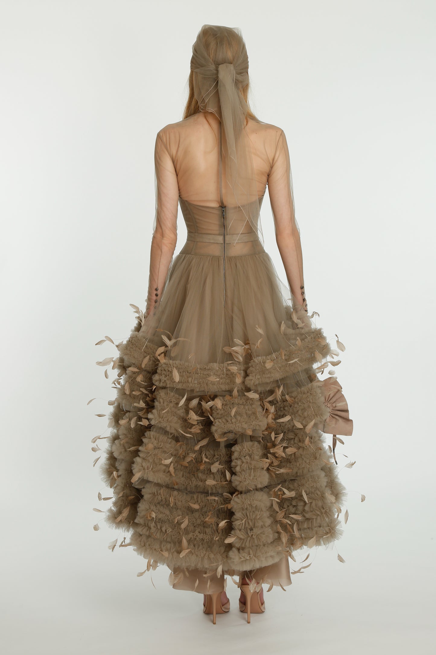 Bronze Tulle Feather Dress