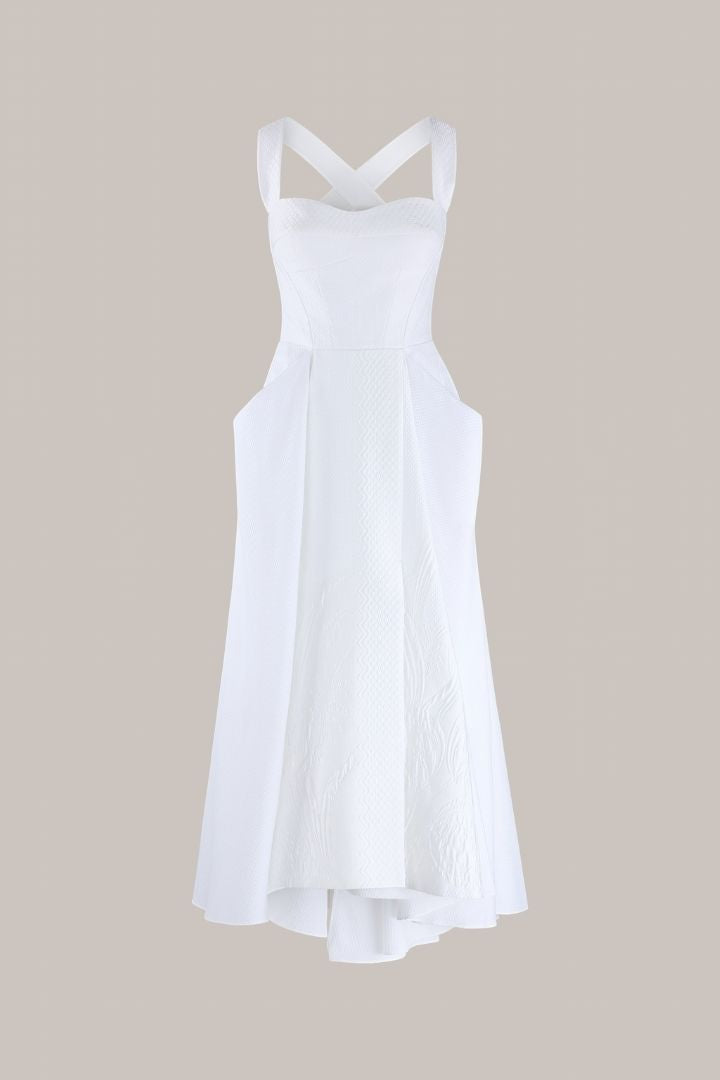 Off white cross back corset dress