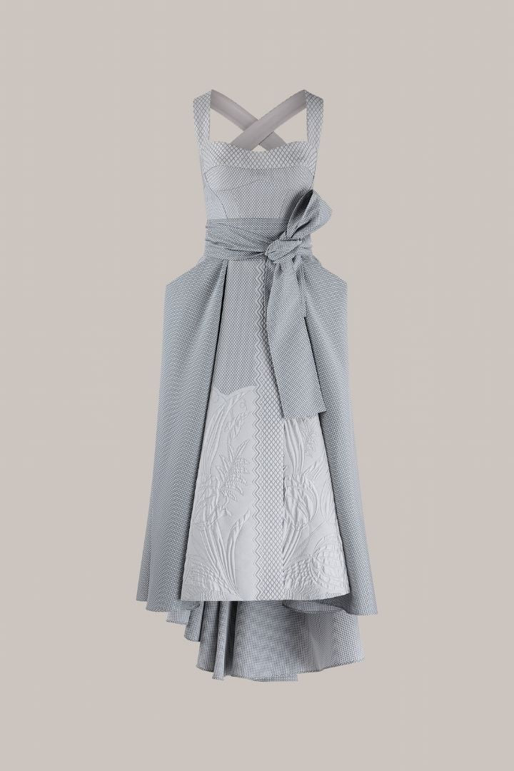 Grey cross back corset dress