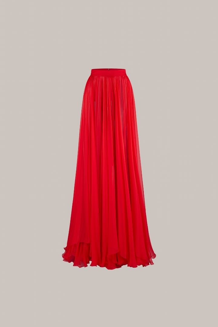 Her Red Full Line Long Skirt