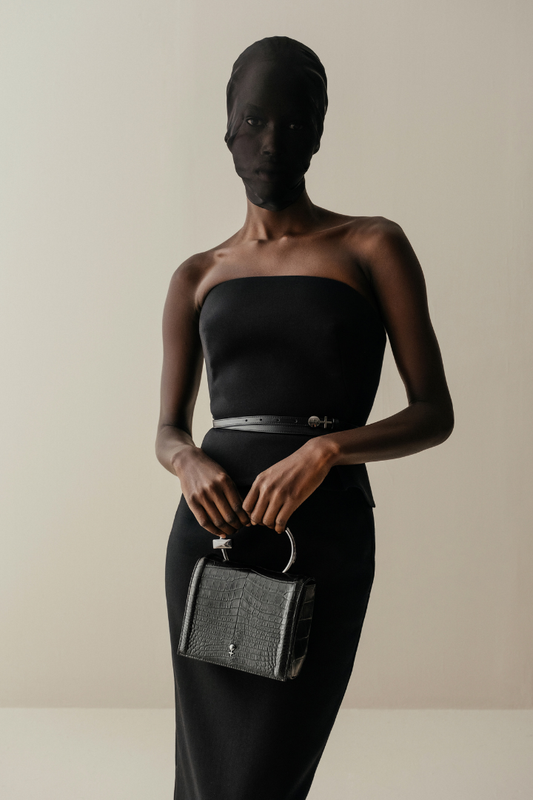 Her Cotton Strapless Midi Black Dress