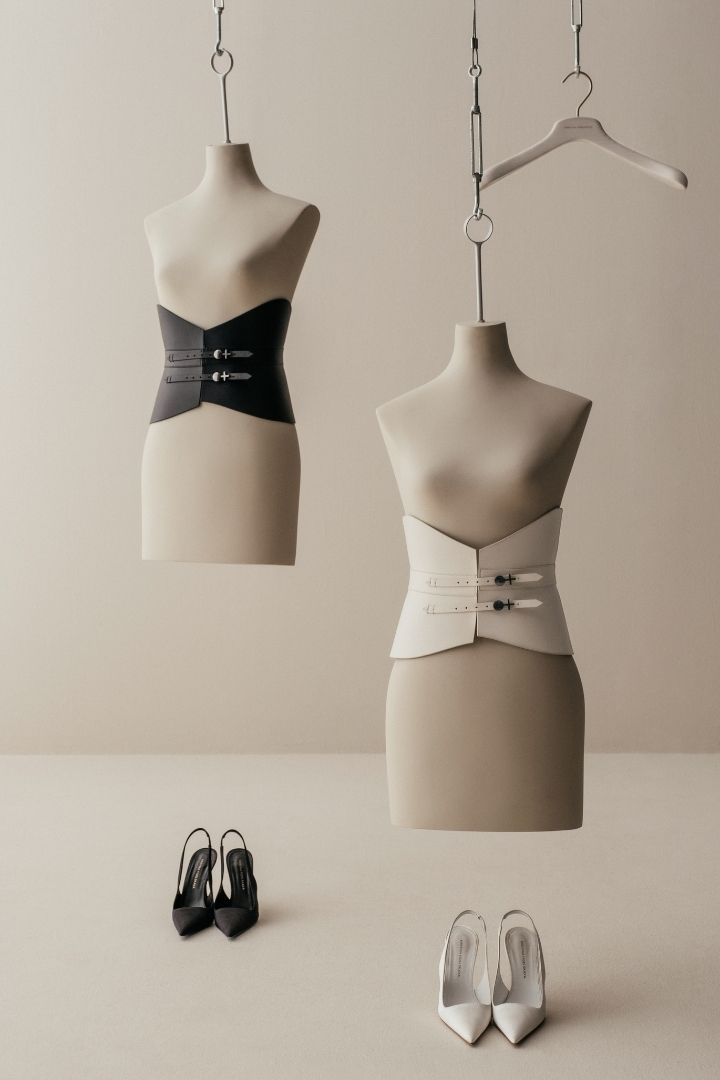 Her Black Leather Waist Cincher