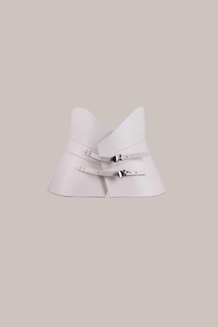Her White Leather Waist Cincher