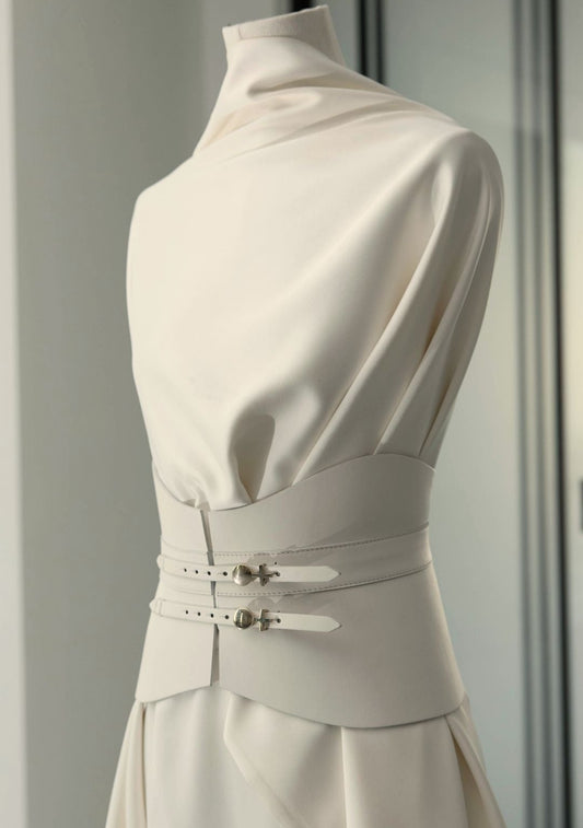 Her Anima Leather Waist White Cincher