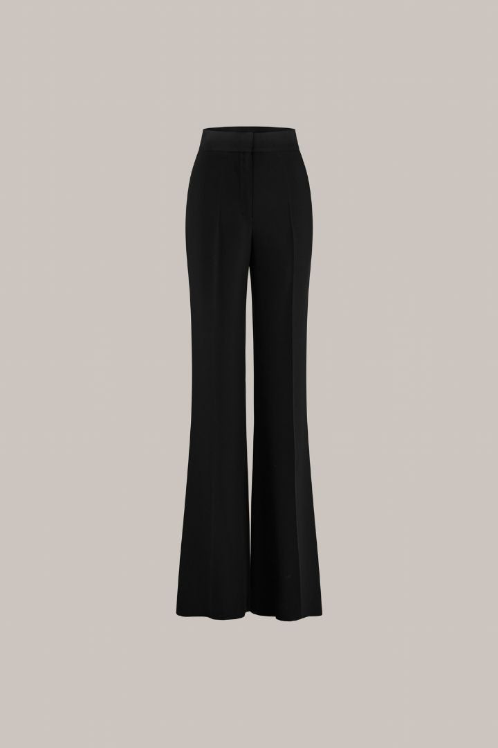Black High Waist Silk Cady Trousers