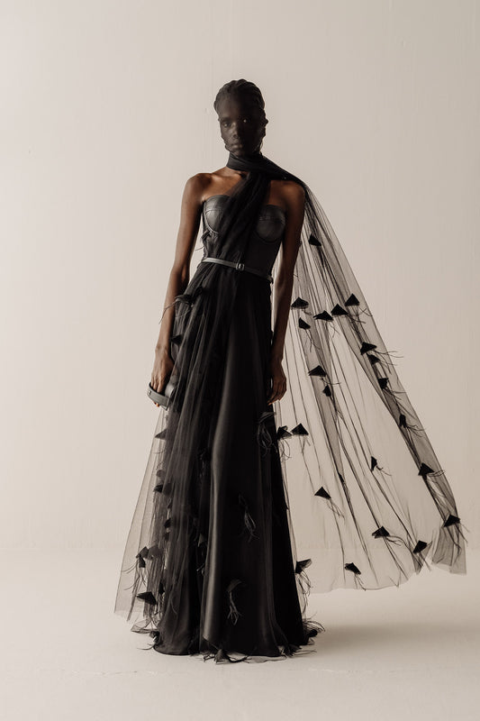 Her Embellished Black Scarf