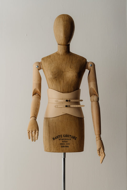 Her Anima Leather Waist Beige Cincher