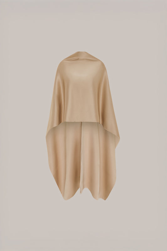 Her Beige Poncho Scarf
