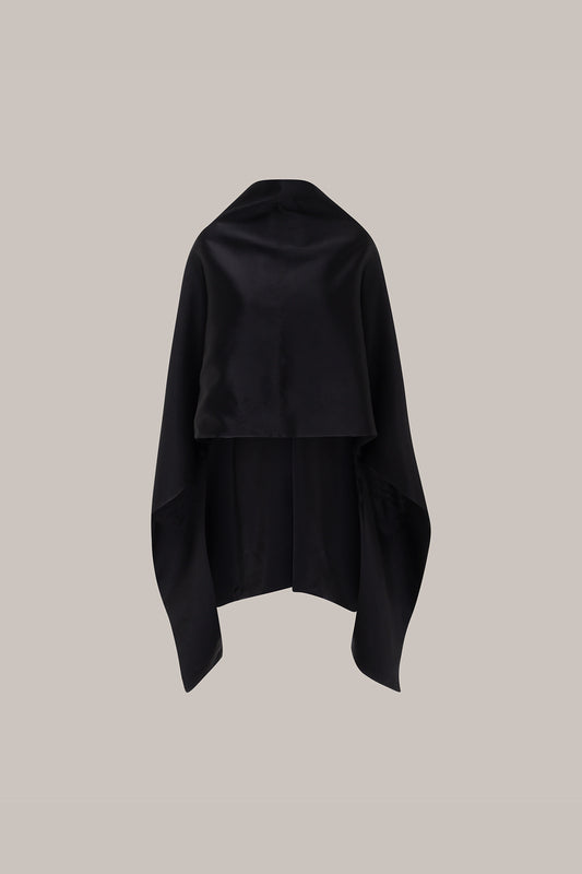 Her Black Poncho Scarf