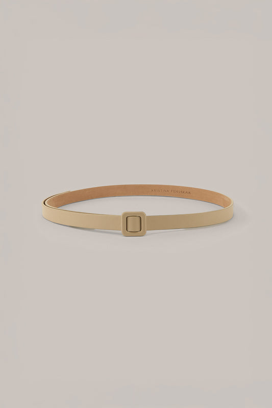 Her Beige Silk Thin Belt