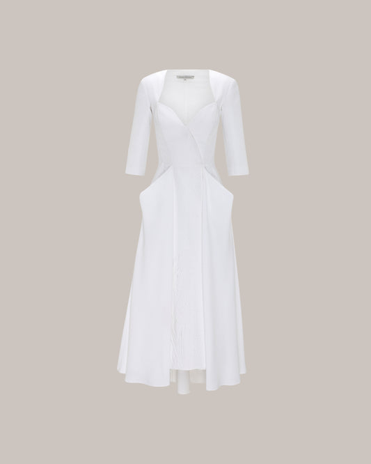 Her White Jacquard Dress With Sleeve