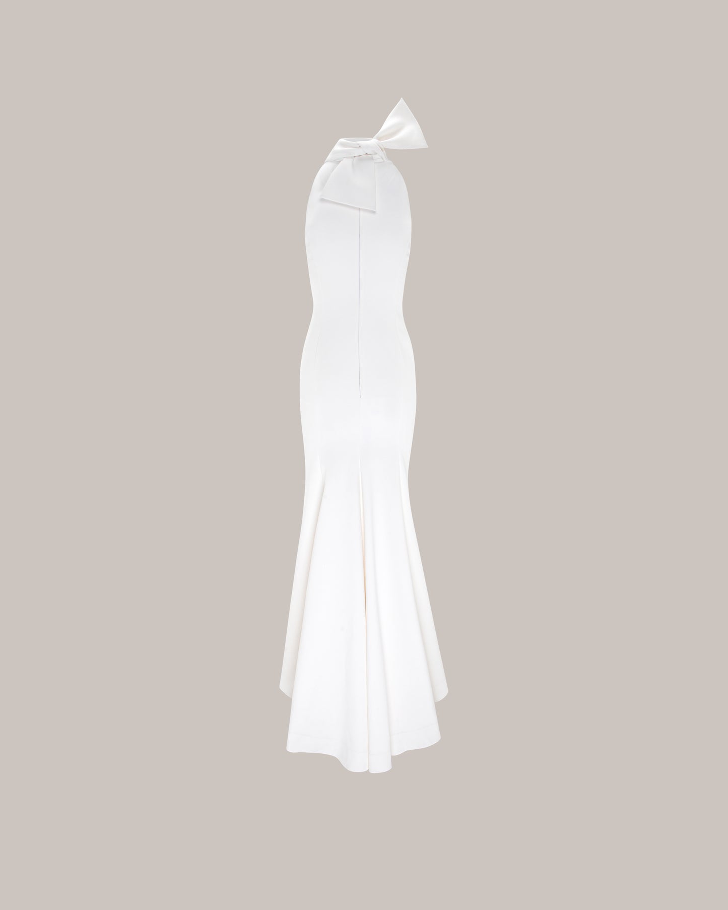 Her Halter Neckline Bow Tie Long White Dress
