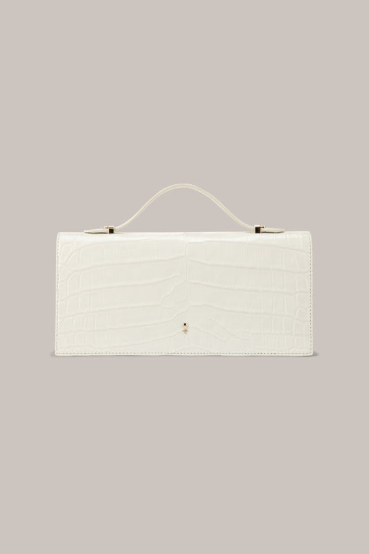 Her White Leather Crocodile Bag