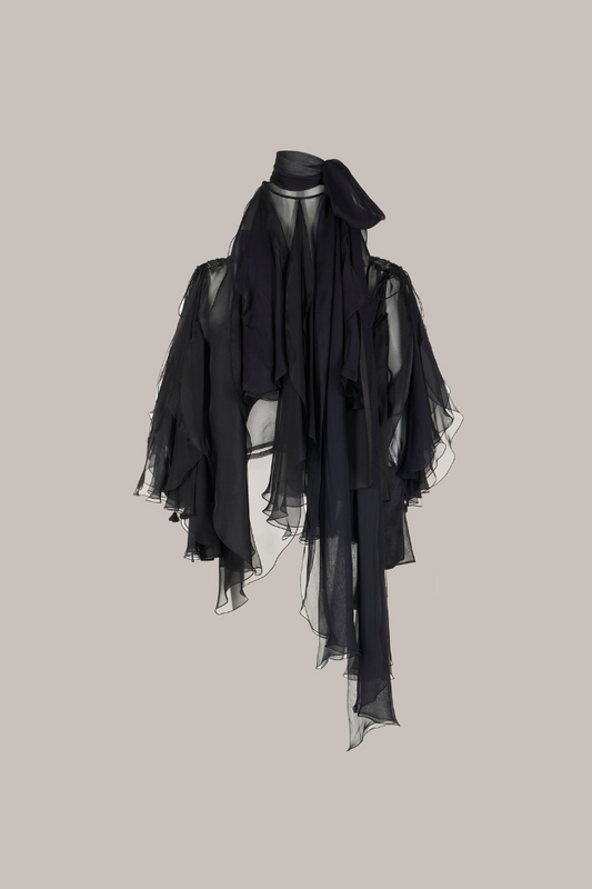 Her Off Shoulders Petal Black Blouse