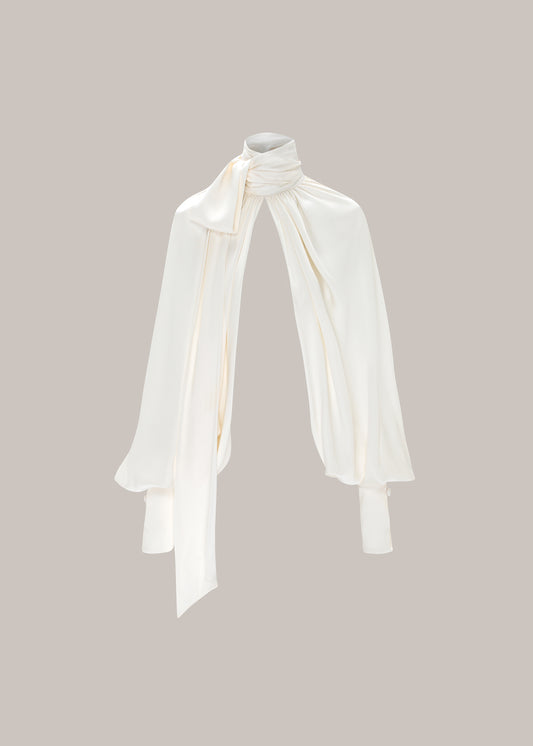 Her White Silk Sleeve Blouse