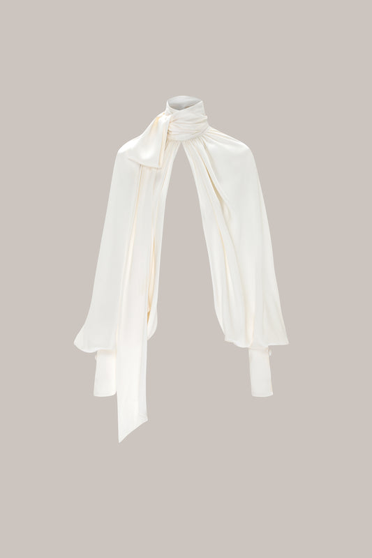 Her White Silk Sleeve Blouse