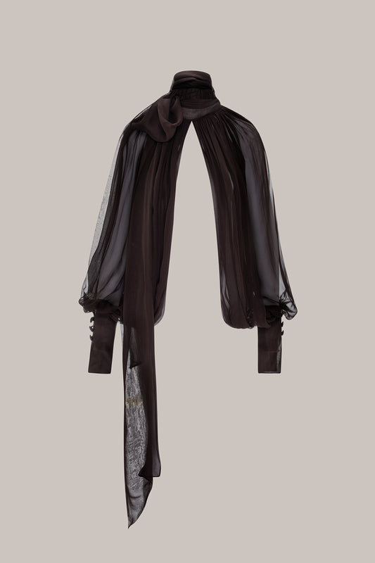 Her Brown Chiffon Sleeve Blouse