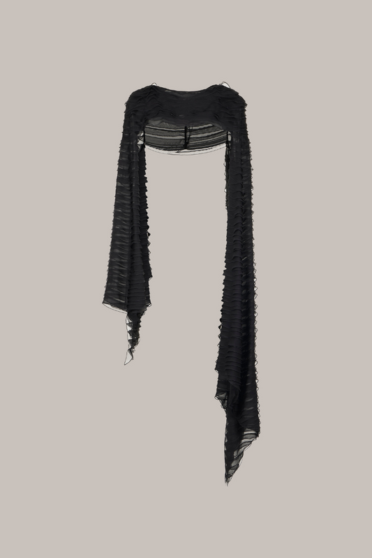 Her Chiffon Silk Black Cape