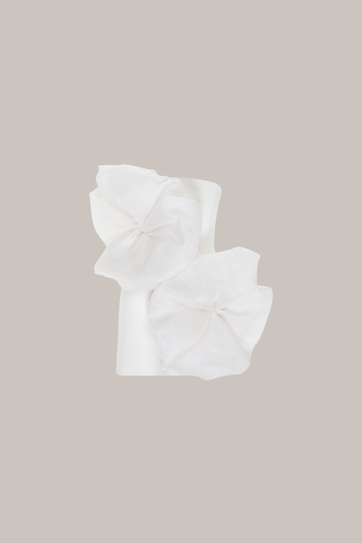 Her Flower Applique Mini Off White Dress