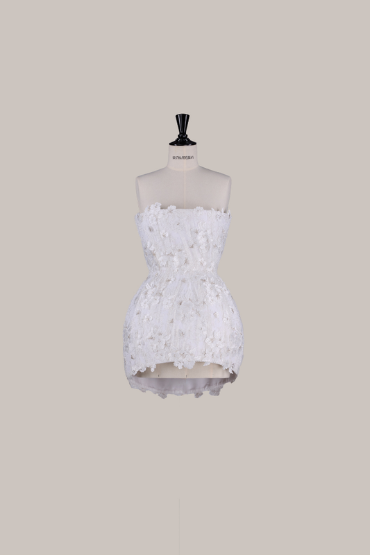 Her Embellished Blooming Corset Silver Dress