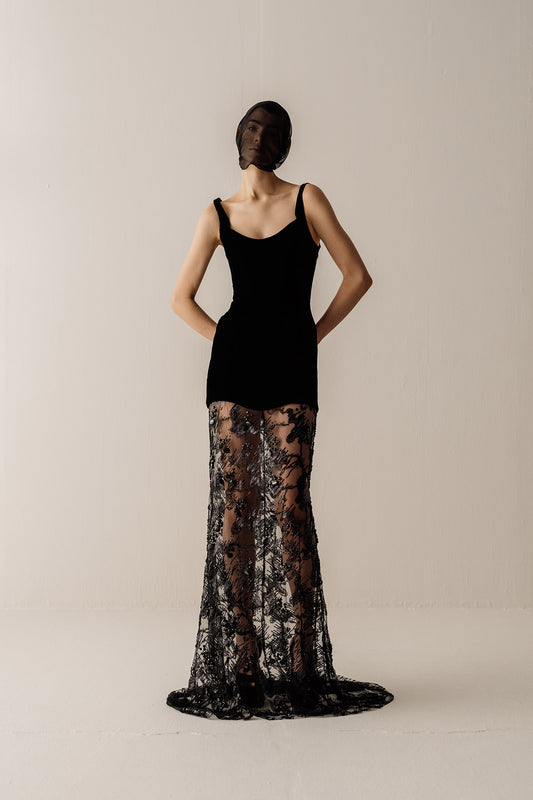 Her Mini Corseted Velvet Dress