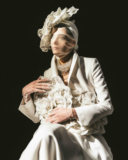 Her Silhouette White Jacquard Jacket