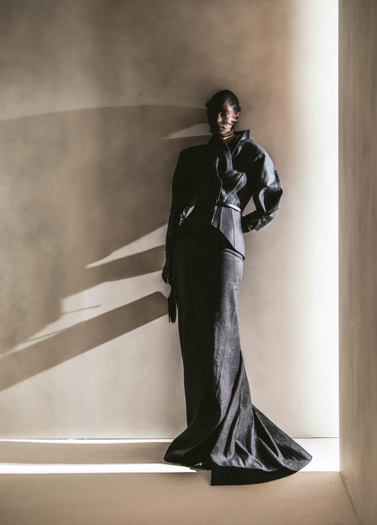 Her Denim Pencil Skirt With Flared Back