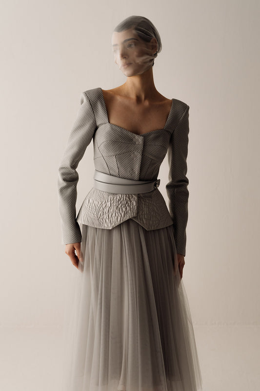 Her Jacquard Bridal Grey Jacket