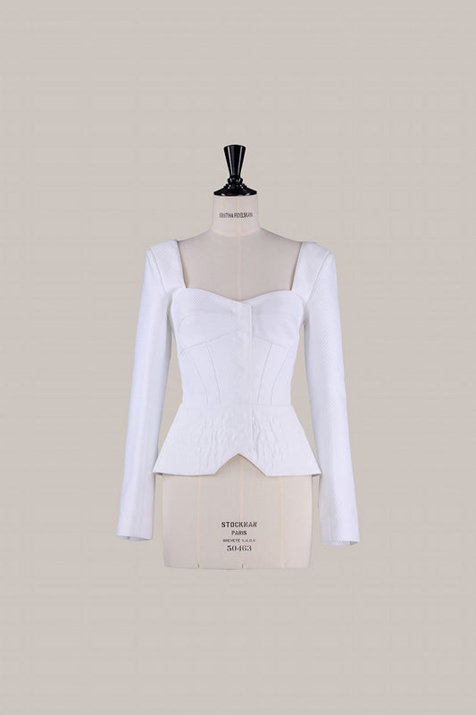 Her Jacquard Bridal White Jacket