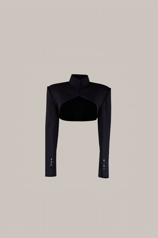 Her Cropped Wool Black Jacket