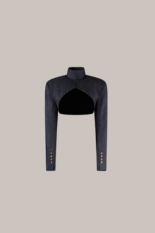 Her Cropped Denim Jacket