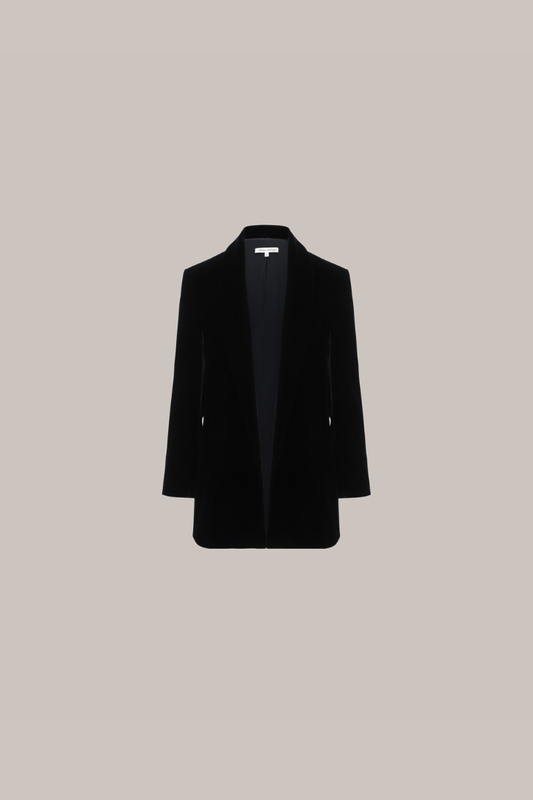 Her Velvet Double Breast Black Blazer
