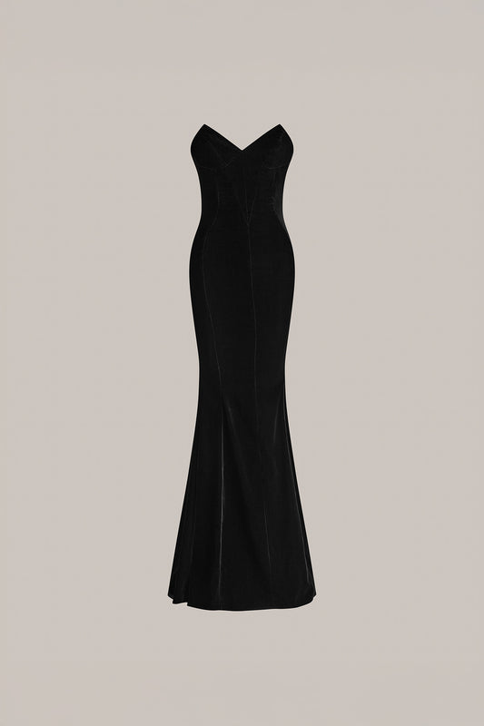 Her V Long Black Gown