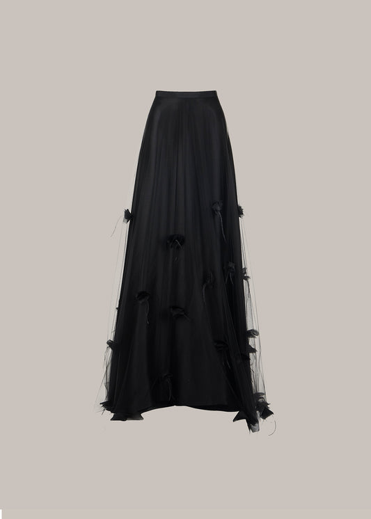 Her Embellished Tulle Black Skirt
