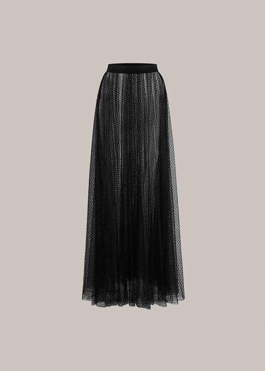 Her Tulle Polka Dot Full Long Black/Beige