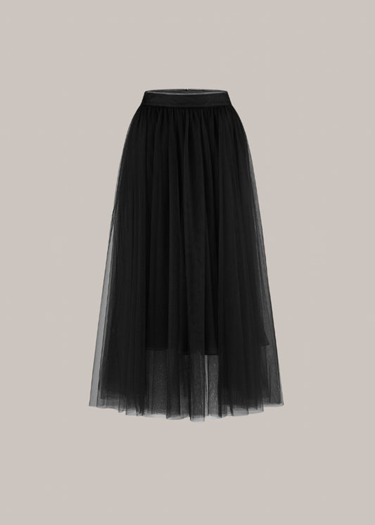 Her Midi Tulle Black Skirt