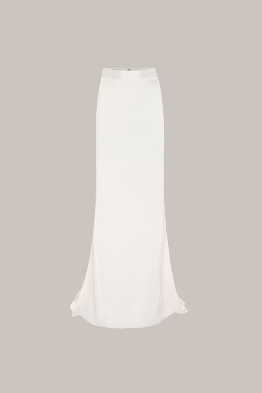Her White Silk Viscose Pencil Skirt With Flared Back