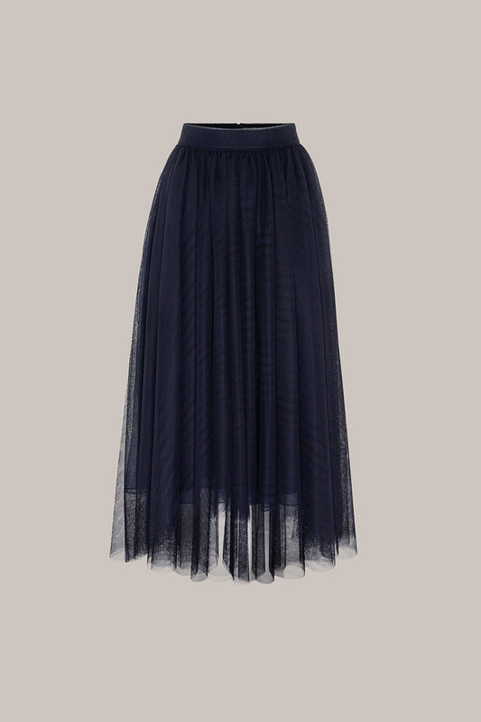 Her Midi Tulle Navy Blue Skirt