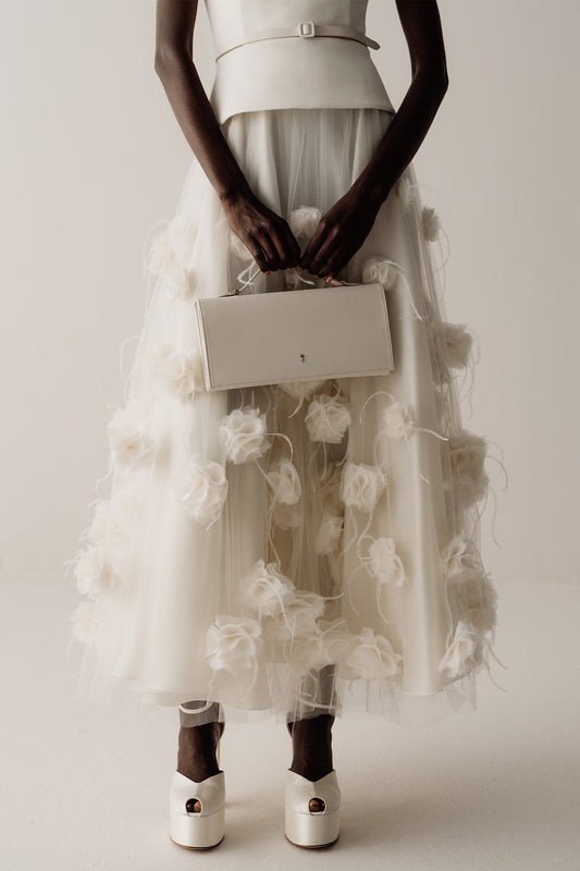 Her Floral Applique Off White Skirt