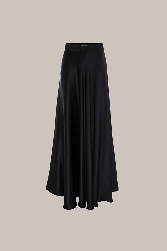 Her Silk Long Black Skirt