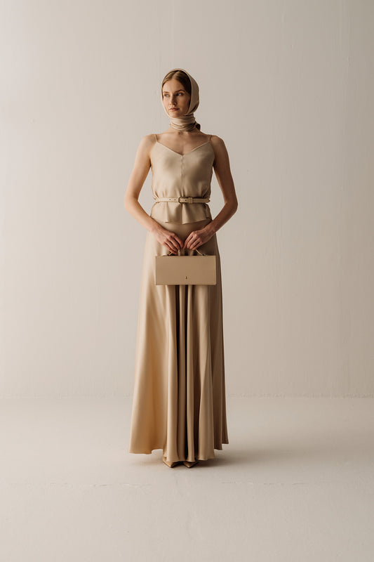 Her Silk Long Beige Skirt