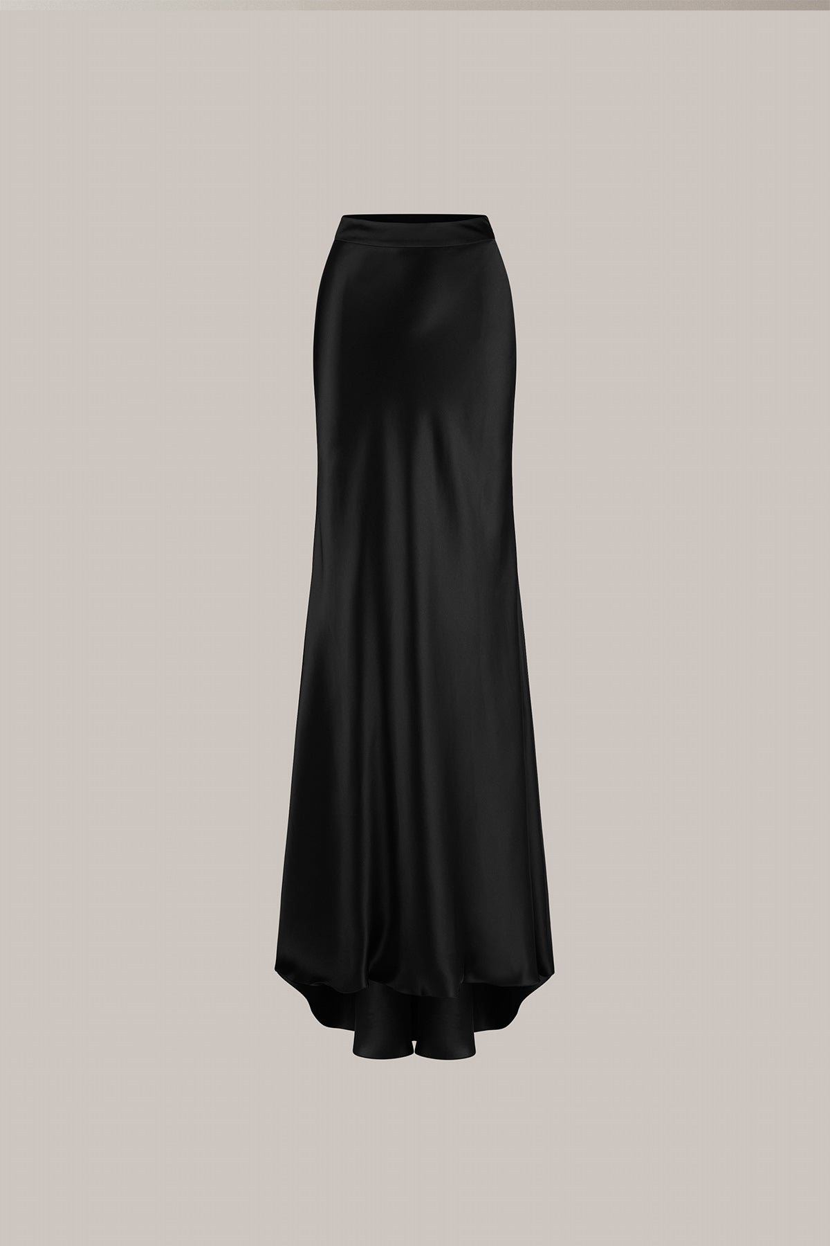 Her Full Long Silk Black Skirt