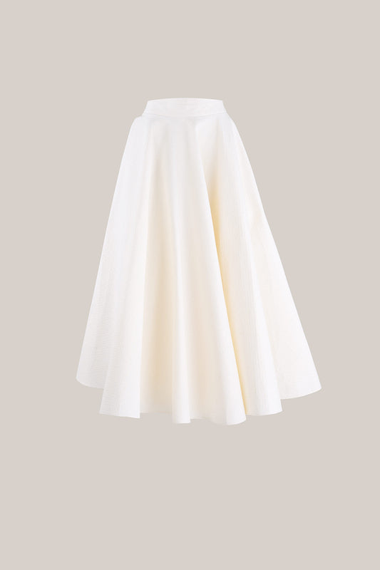 Her Midi Full Ivory Skirt