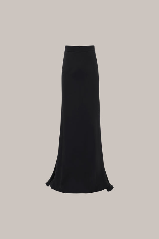Her Black Silk Viscose Pencil Skirt With Flared Back