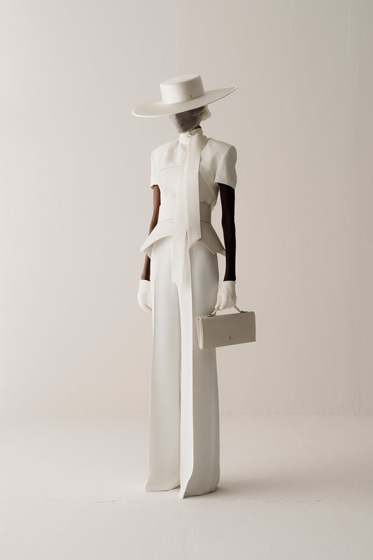 Her High Waist Boot Cut Silk Off White Trousers