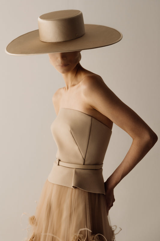 Her Cotton Corset With Beige Peplum