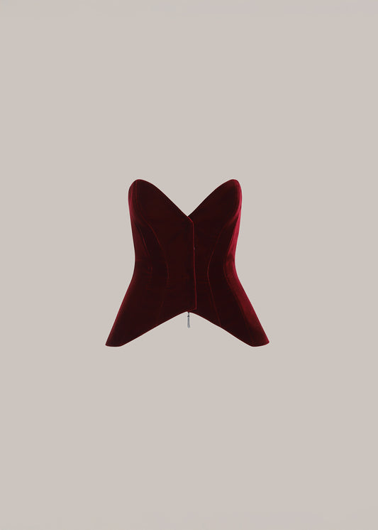 Her Tuxedo Corset with Front Opening Velvet Eyelets