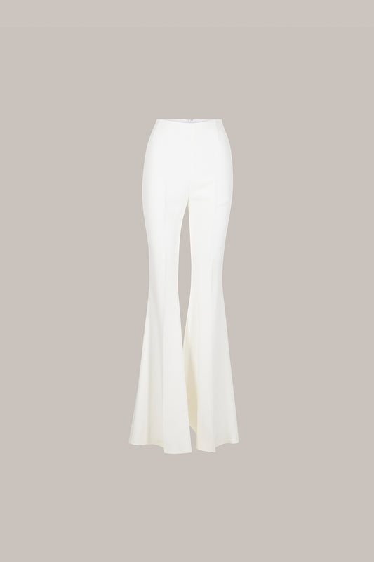 Her High Waist Bootcut Off White Trousers